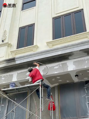 Thi công lớp lót màu sơn đá Meihui